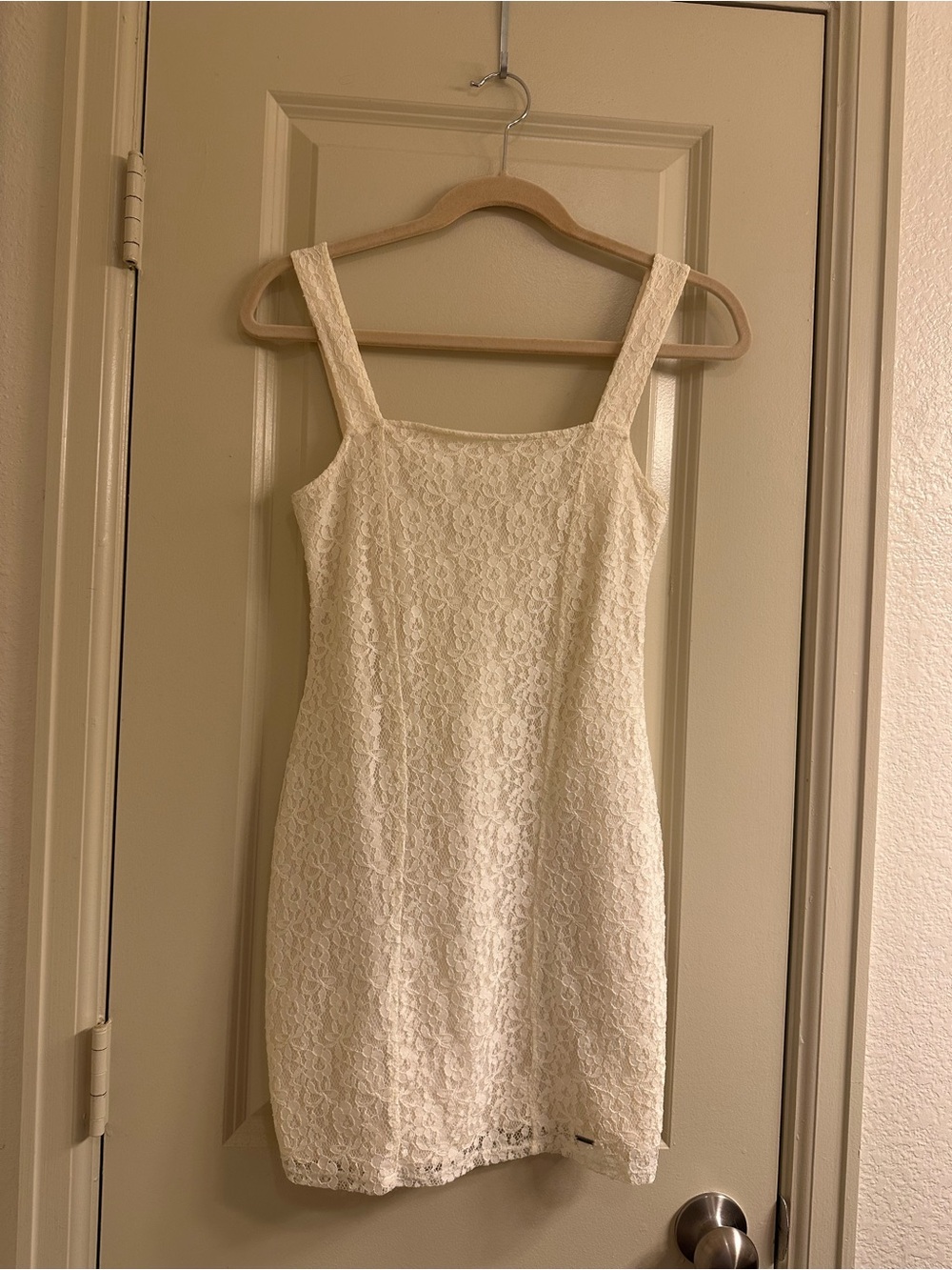 Hollister Cream Lace Square-Neck Mini Dress
